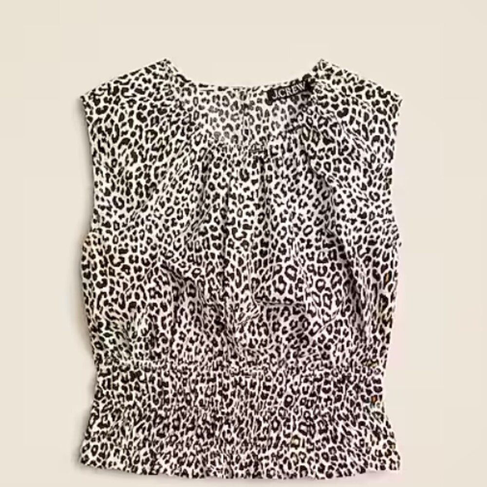 J. Crew Hyacinth Top in Leopard Cotton Poplin XS NWT